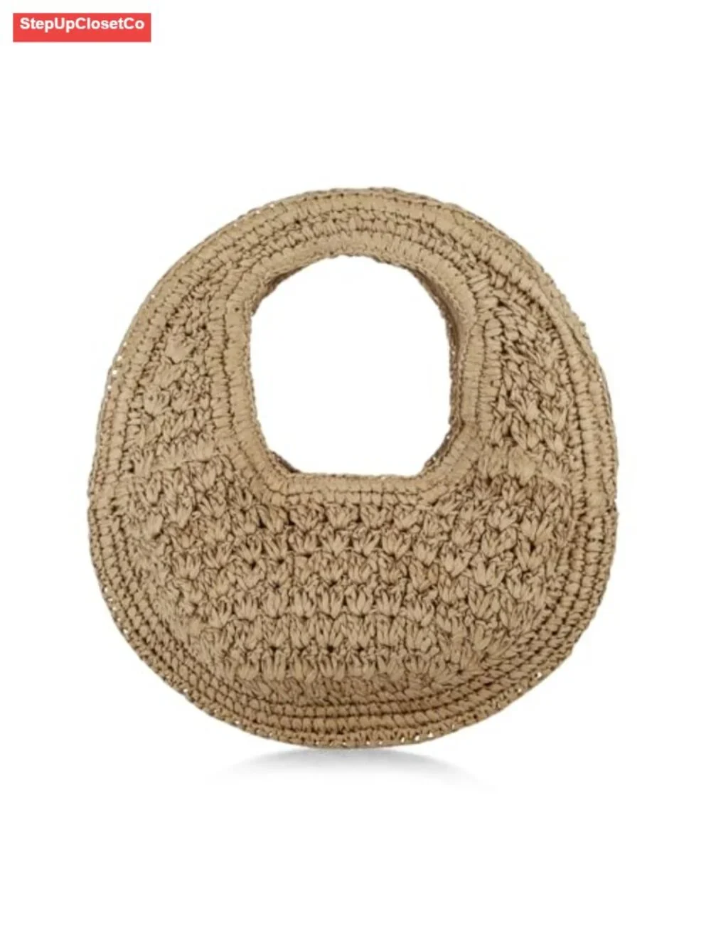 Woven Straw Clutch Bag Crescent Summer Beach Purse Handheld Tote